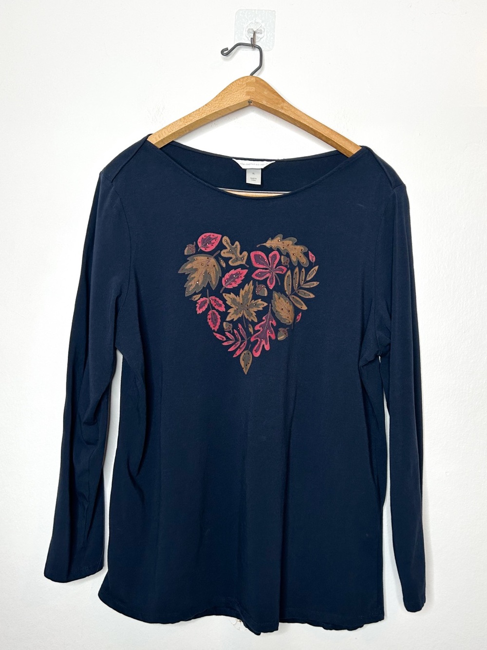 Christopher & Banks Casual Long Sleeve T Shirt Fall Leaf Print XL